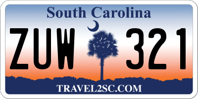SC license plate ZUW321