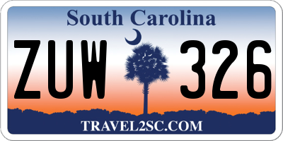 SC license plate ZUW326