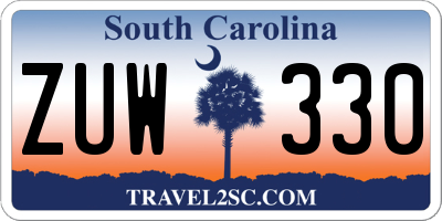 SC license plate ZUW330