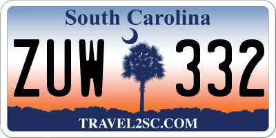 SC license plate ZUW332