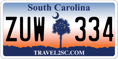 SC license plate ZUW334