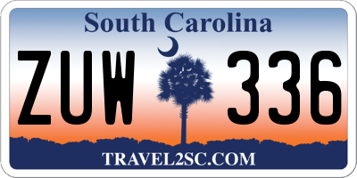 SC license plate ZUW336