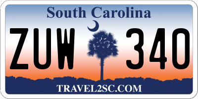 SC license plate ZUW340
