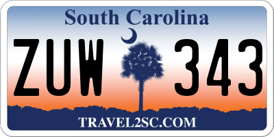 SC license plate ZUW343
