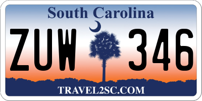 SC license plate ZUW346