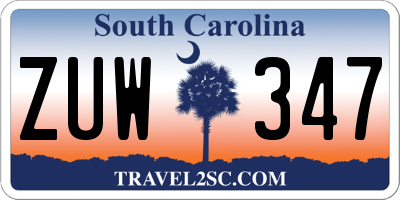 SC license plate ZUW347