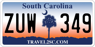 SC license plate ZUW349