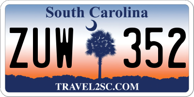 SC license plate ZUW352