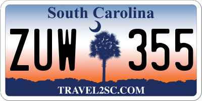 SC license plate ZUW355