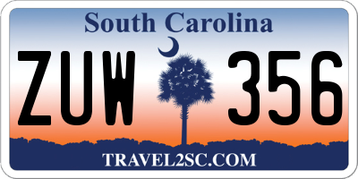 SC license plate ZUW356