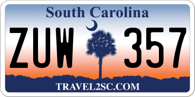 SC license plate ZUW357
