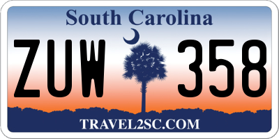 SC license plate ZUW358