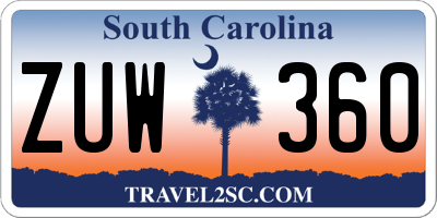 SC license plate ZUW360
