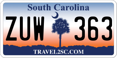 SC license plate ZUW363
