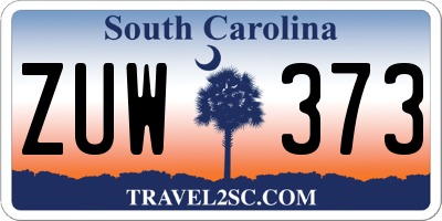 SC license plate ZUW373