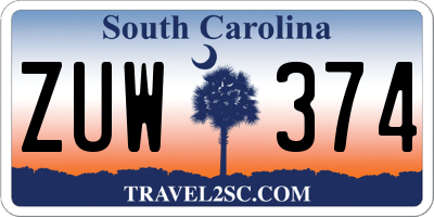 SC license plate ZUW374