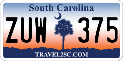 SC license plate ZUW375