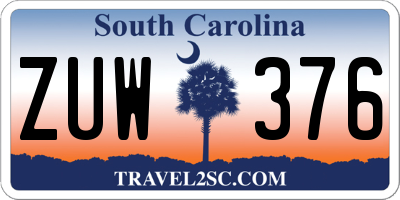 SC license plate ZUW376
