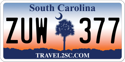 SC license plate ZUW377