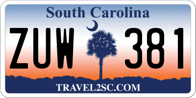 SC license plate ZUW381