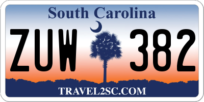 SC license plate ZUW382