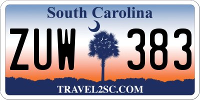 SC license plate ZUW383