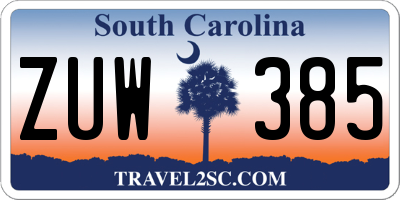 SC license plate ZUW385