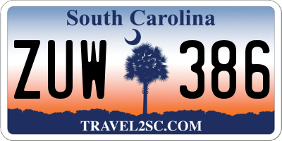 SC license plate ZUW386