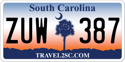 SC license plate ZUW387