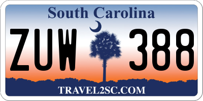 SC license plate ZUW388