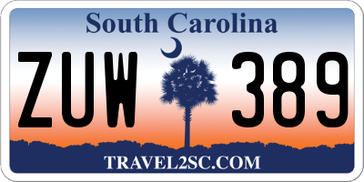 SC license plate ZUW389