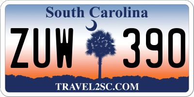 SC license plate ZUW390