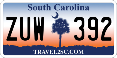 SC license plate ZUW392
