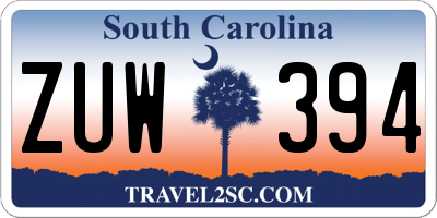 SC license plate ZUW394