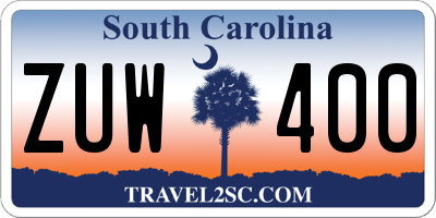 SC license plate ZUW400