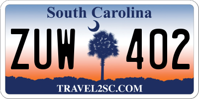 SC license plate ZUW402