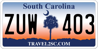SC license plate ZUW403