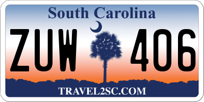 SC license plate ZUW406