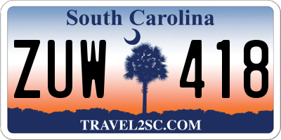 SC license plate ZUW418