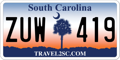 SC license plate ZUW419