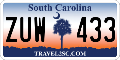 SC license plate ZUW433