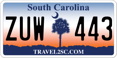 SC license plate ZUW443