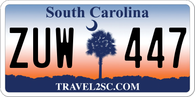 SC license plate ZUW447