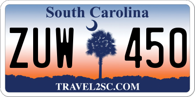 SC license plate ZUW450