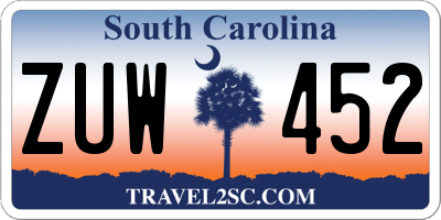 SC license plate ZUW452