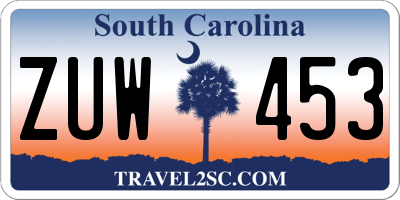 SC license plate ZUW453