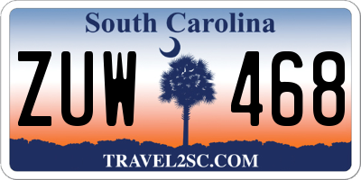 SC license plate ZUW468
