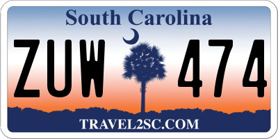 SC license plate ZUW474