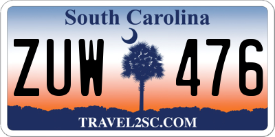 SC license plate ZUW476
