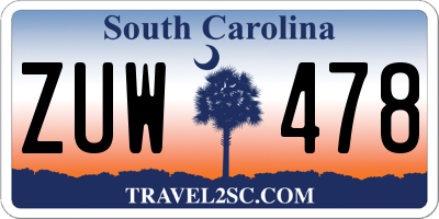 SC license plate ZUW478